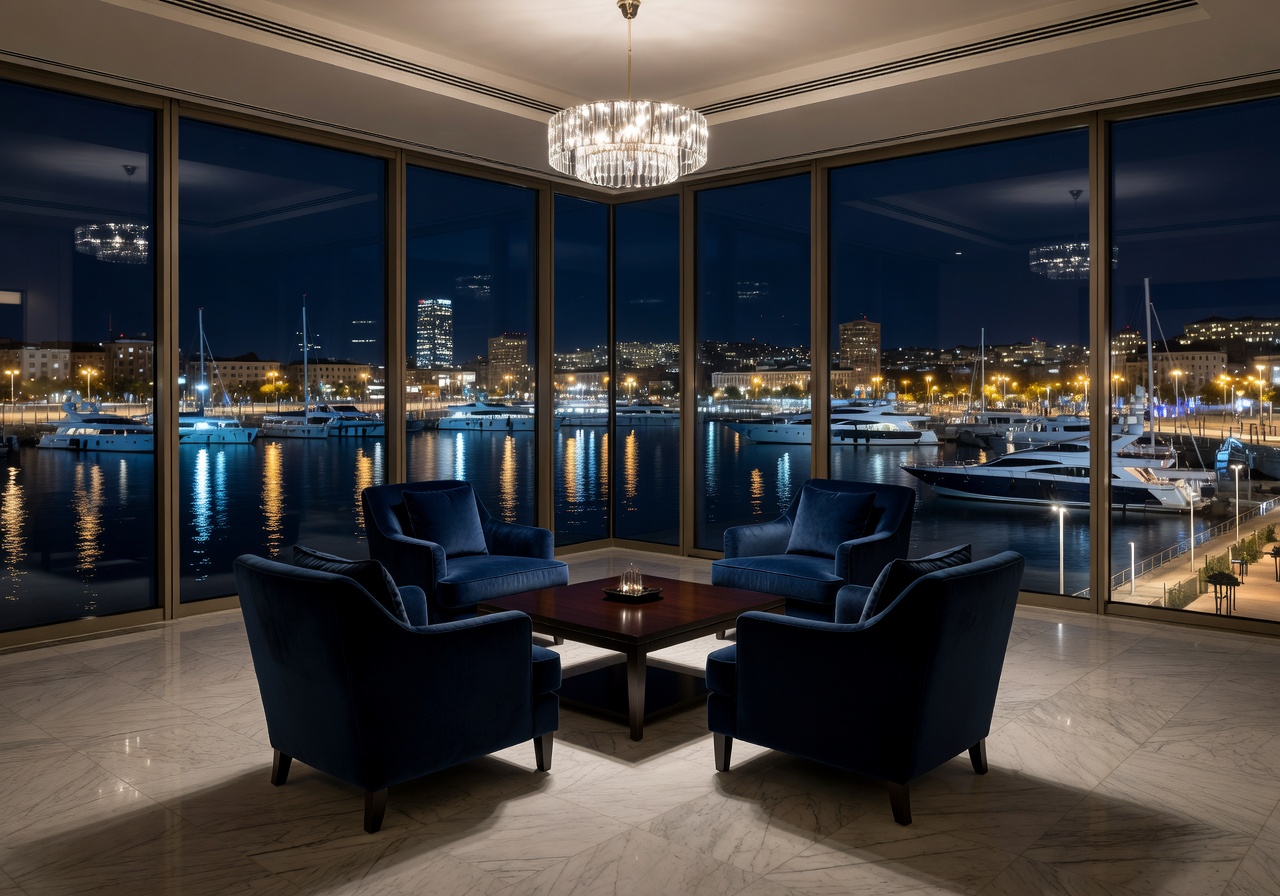 Casino Barcelona Hotel Experience marina view luxury suite at night