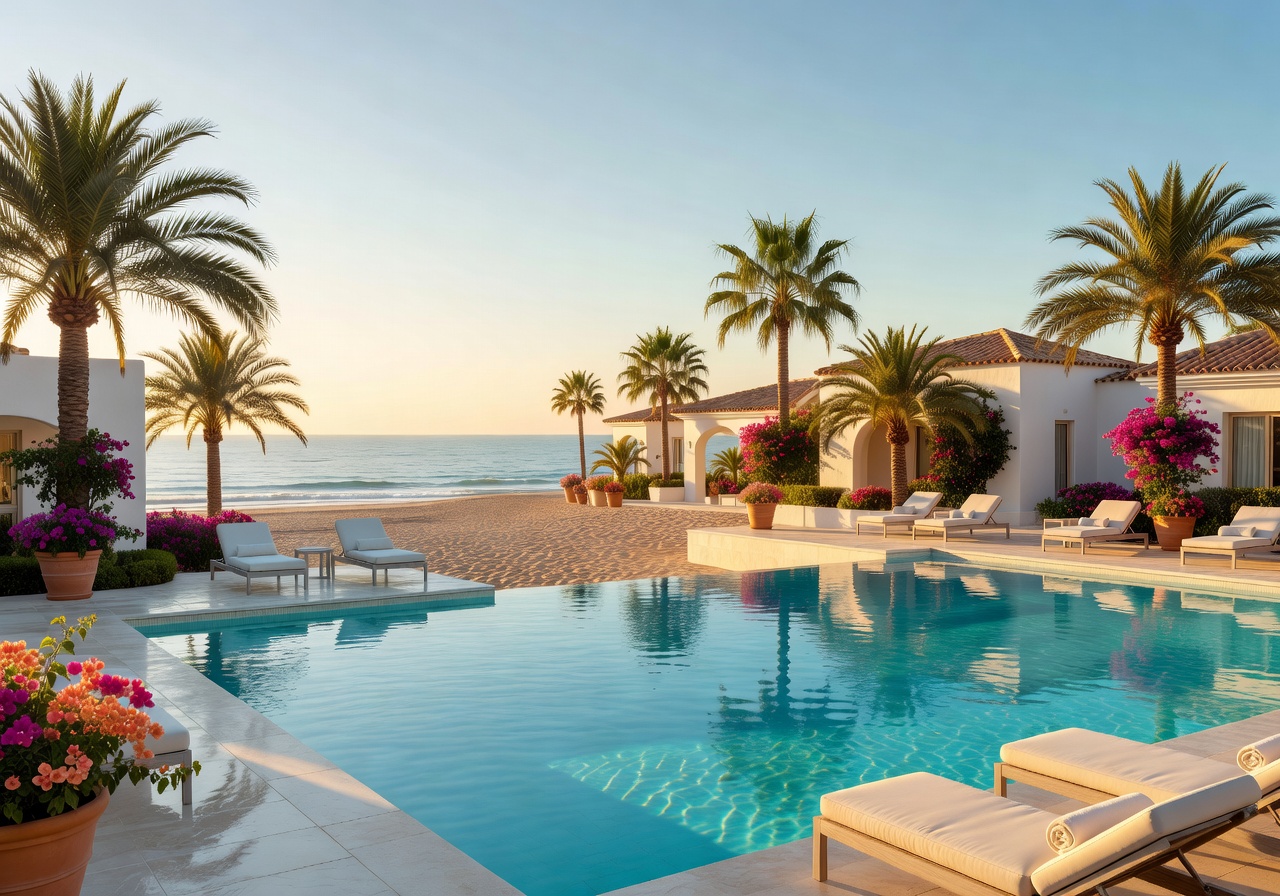 Marbella resort beachfront pool view